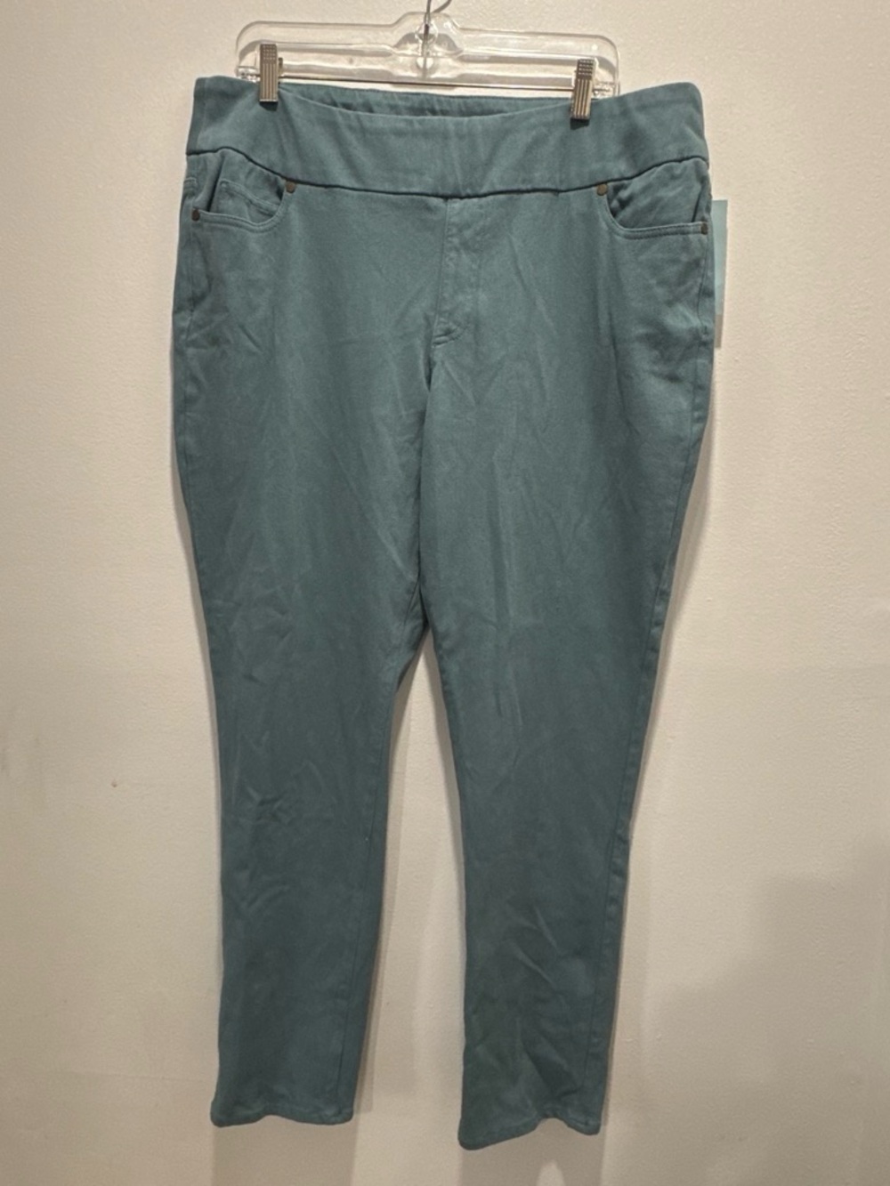 NWT Coldwater Creek Light Teal Pull-On Stretch Straight Leg Pants